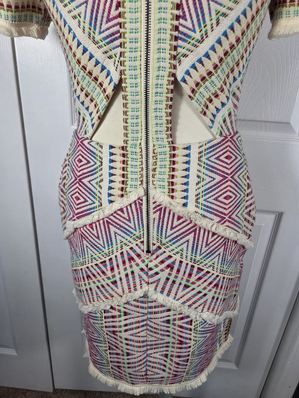 Acler Rae Geometric Fringe Cutout Dress XS